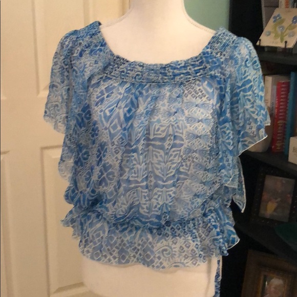 Allen B. Semi sheer blouse with flutter sleeves - Picture 1 of 5